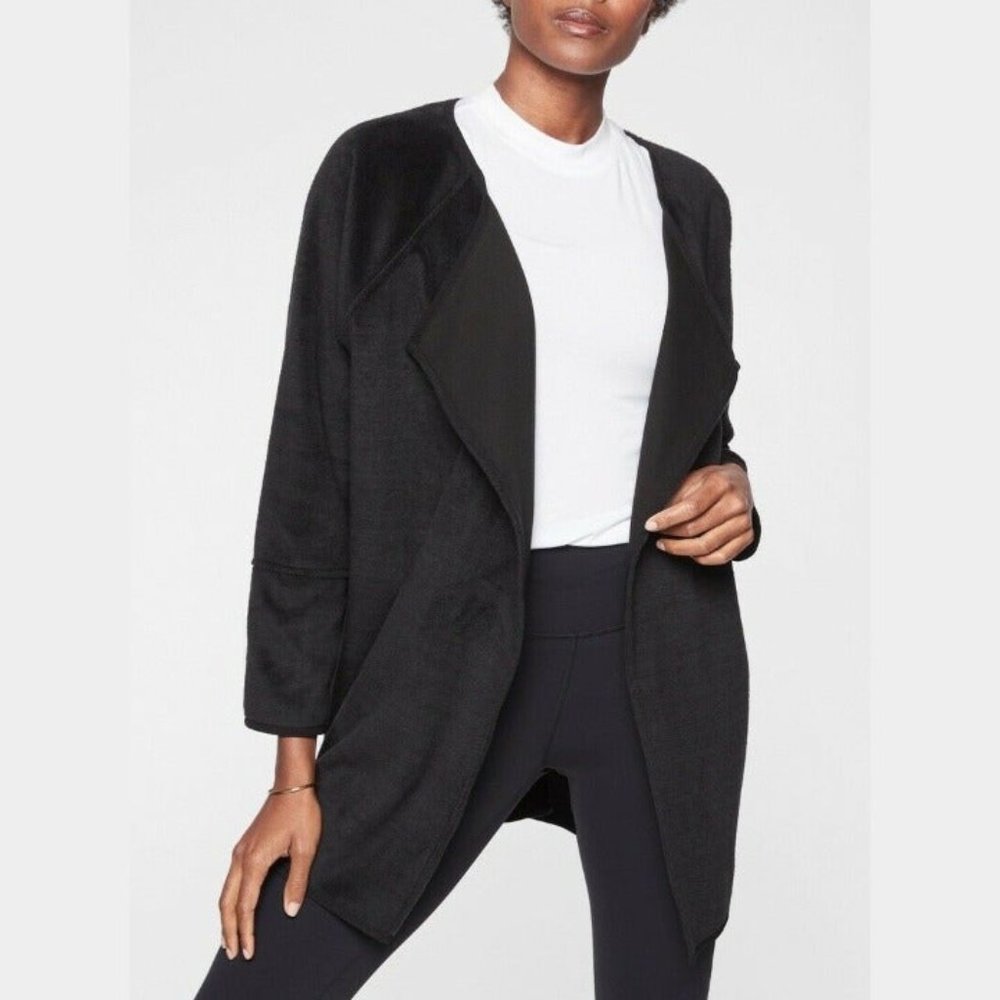 Athleta Black Cozy Karma Wrap Sweater Size Small